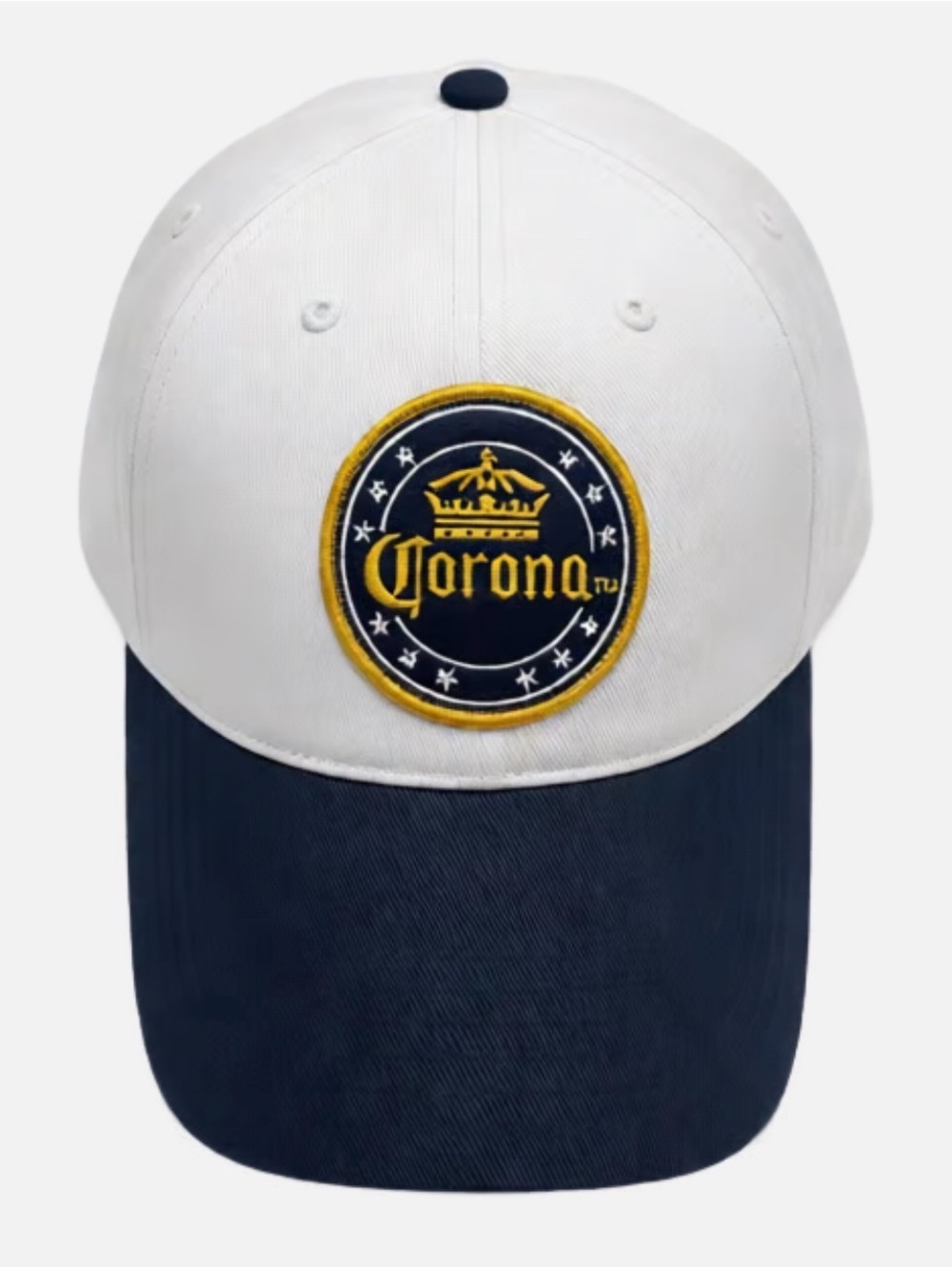 Corona White and Navy Embroidered Logo Baseball Hat